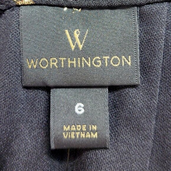 WorthingtoMid Dress Womens Sleeveless Black Metallic Ruffle Size 6 - Picture 2 of 14